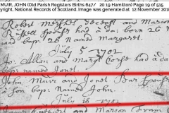 John Muir (John & Janet) Birth 1702